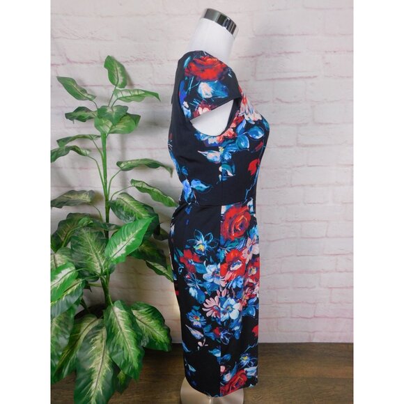 SALE Betsey Johnson Floral Bodycon Midi Dress Size 4 Bold Statement - Picture 6 of 10